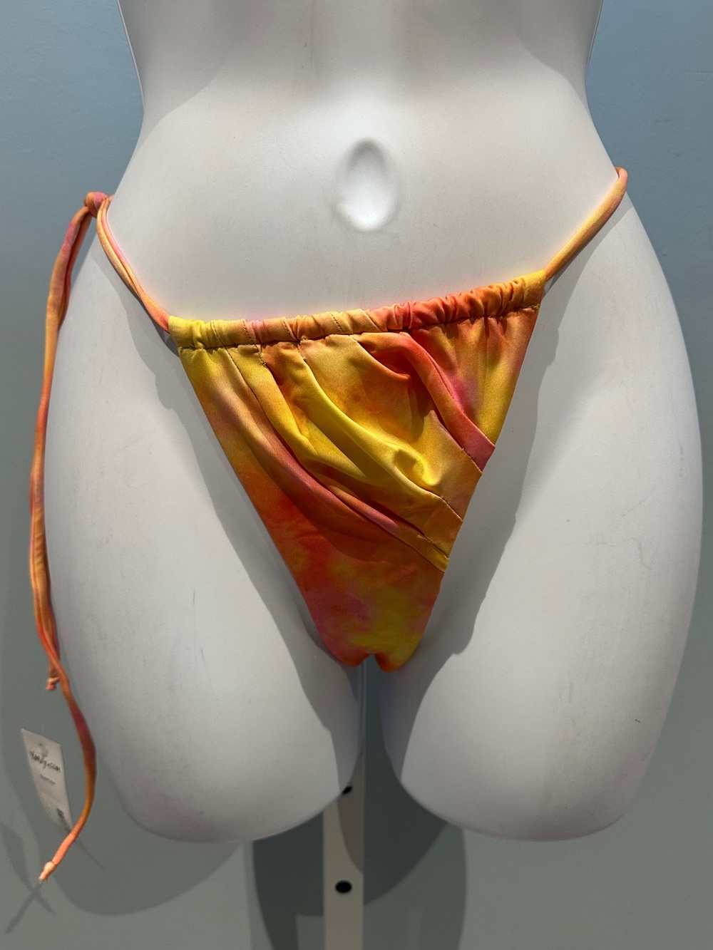 Yandy Orange and Yellow Tie Dye String Bikini Bottom Medium New with Tags